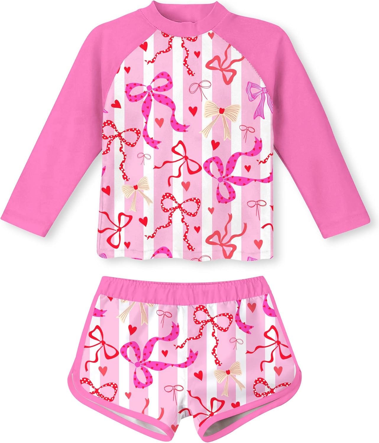 TUONROAD Girls 2 Pieces Rash Guard Swimsuit Long Sleeve Tankini for 4-10 Years