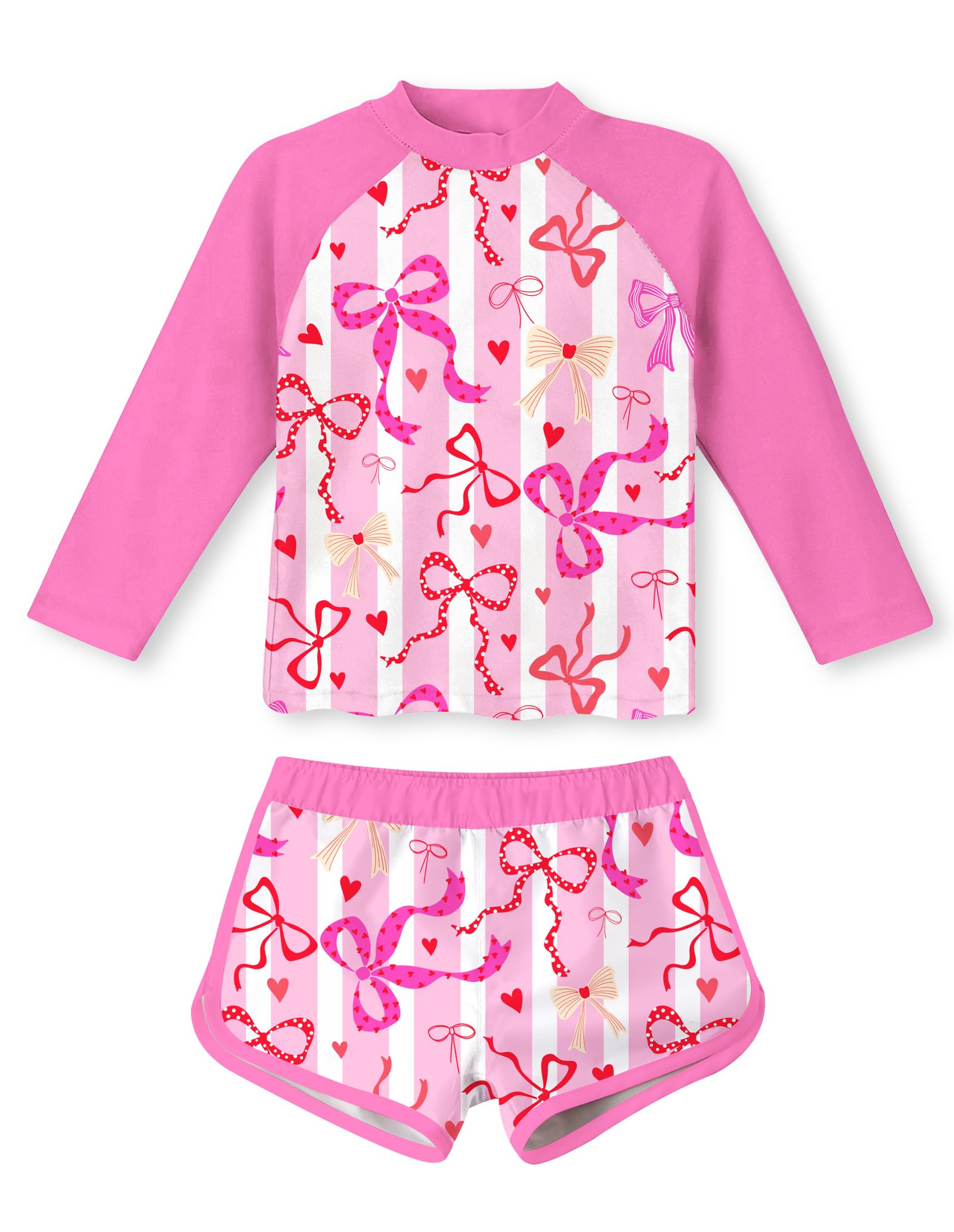 TUONROAD Girls 2 Pieces Rash Guard Swimsuit Long Sleeve Tankini for 4-10 Years
