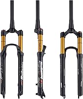 Vista 6 de BOLANY 26/27.5/29 pulgadas bifurcación de suspensión neumática horquilla 4.724 in rebote de viaje ajustar 1/8 recto/cónico tubo manual/bloqueo