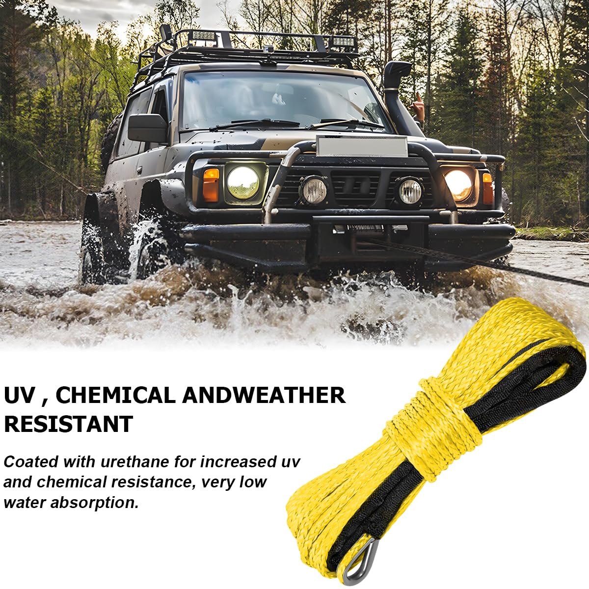 Off-road Recovery Rope KHGUZ Synthetic Winch Rope Kit 10000LBS Capacity ...