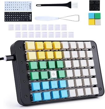 Koolertron One Handed Macro Mechanical Gaming Keyboard, Fully Programmable Mini Keypad, 48-Key Mini USB Macro Keyboard with Blank Keycaps, for Gamers/Cashier/Designers/Video Editors