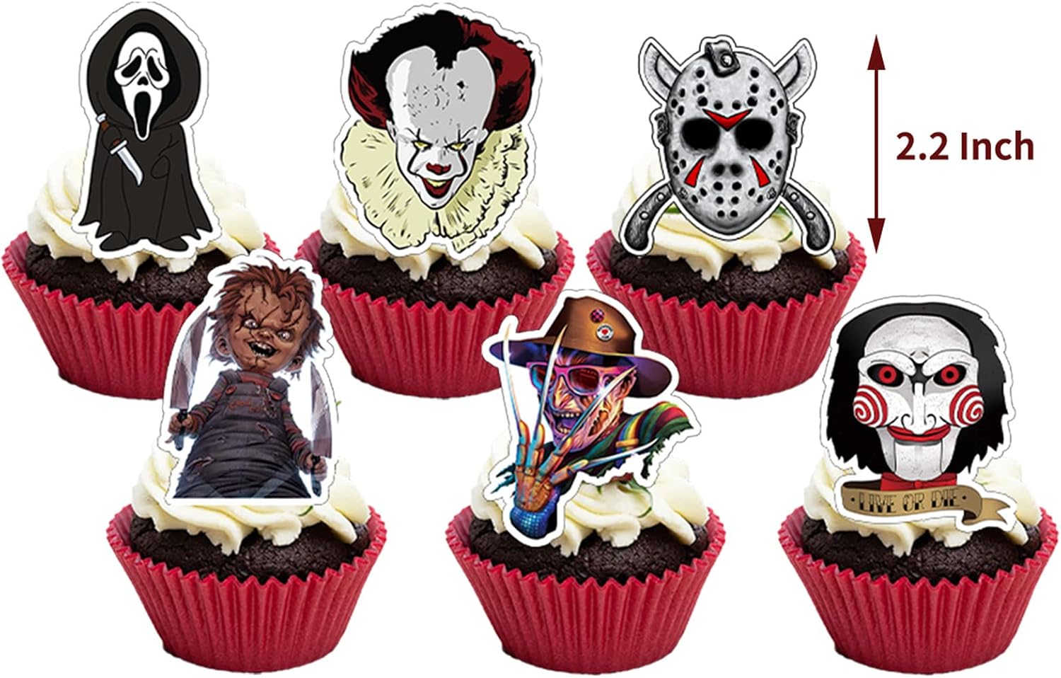 Horror Movie Party Decorations Kit，Horror Party Decorations Kit，Halloween Birthday Party Decorations Include Halloween Banners Latex Balloons Sticker Cake Cupcake Toppers for Boy Girls Halloween Gift image 4