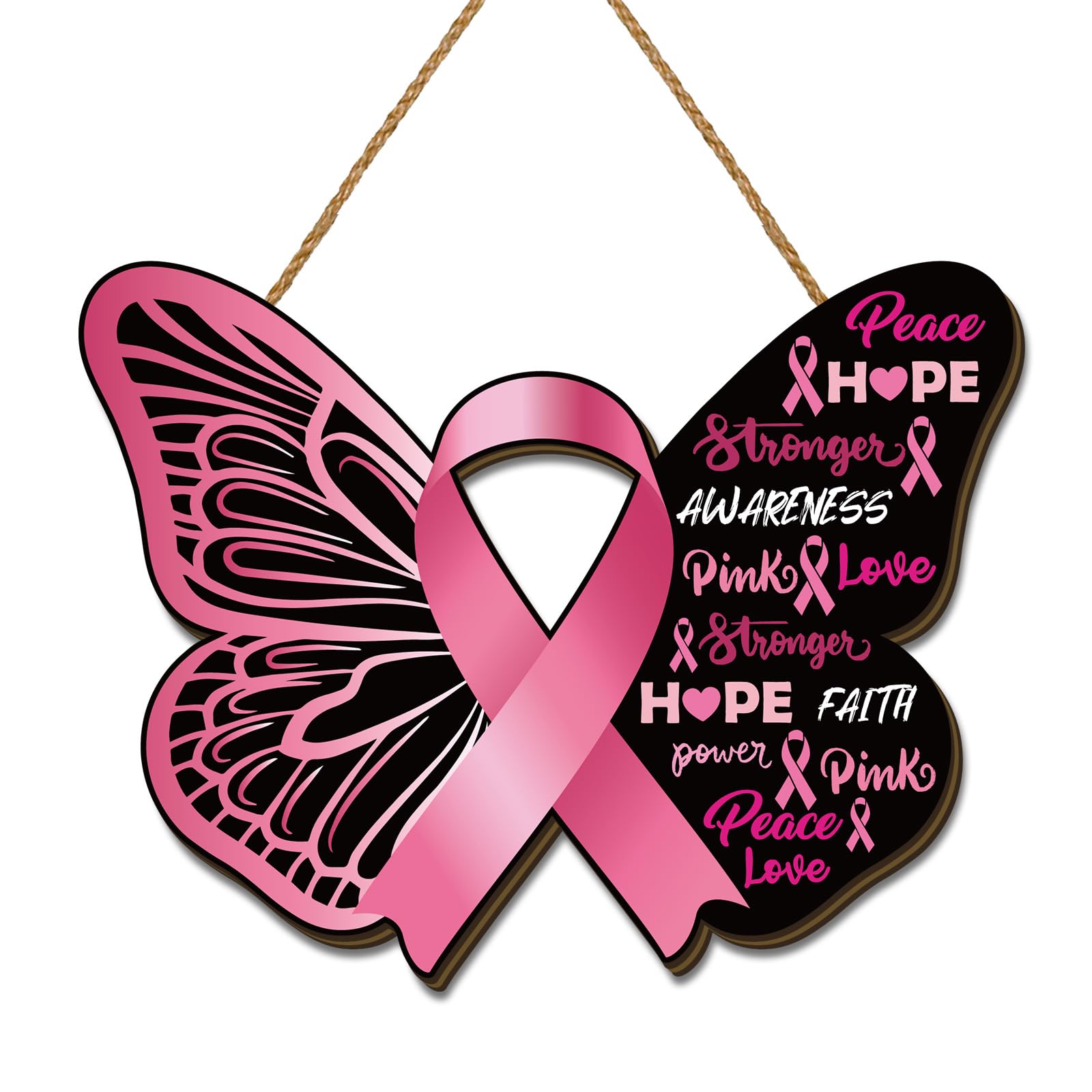 Breast Cancer Decorations Breast Cancer Awareness Wooden Door Sign October Pink Ribbon Decor Breast Cancer Decorations for Home Office Party