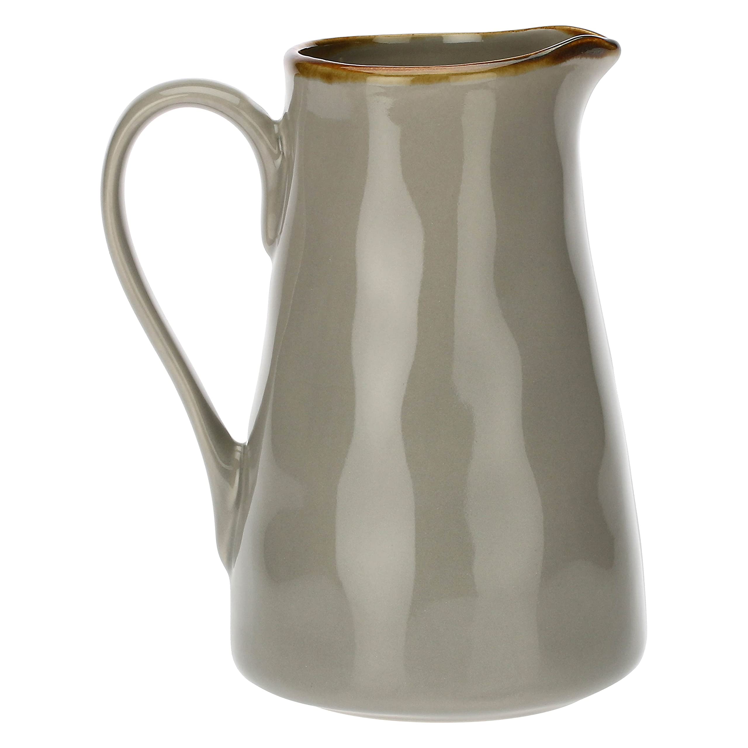 Thun Rose & Tulipani, Brocca Grande Grigio Perla in Ceramica con Bordo Dorato, Linea Concerto, Capienza 1.7L
