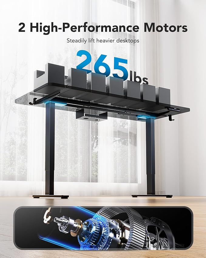 HUANUO Marco de Escritorio Eléctrico de Pie, 265 lbs, Motor Dual, Negro miniatura 5