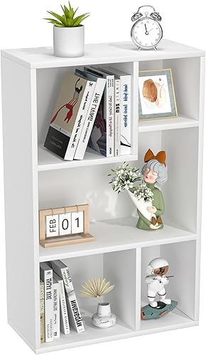 Miniatura 13 de VECELO - Librero pequeño blanco de 3 cubos, estante que se adapta a los libros de tapa dura más altos, disponible horizontalmente, organizador