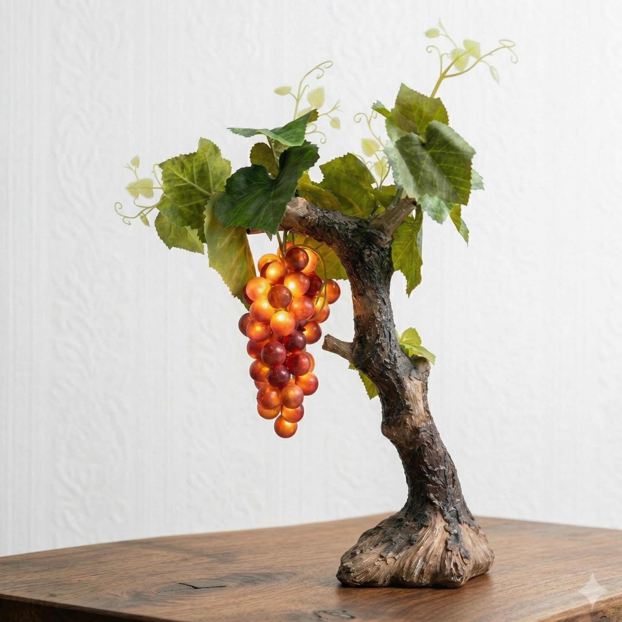 Photo 1 of Hogni Realistic Artificial Grape Lamp, Vintage Faux Fruit Vines Decor with Rustic Resin Trunk, Warm Amber LED Decoration for Home Kitchen Bar & Table Centerpieces, Unique Gifts for Wine Lovers(Red)