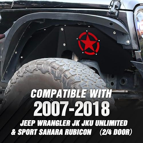 Miniatura 2 de EYOUHZ Forros de guardabarros interiores delanteros compatibles con Jeep Wrangler JK y JKU Unlimited Sport Sahara Rubicon 2007-2018, estilo