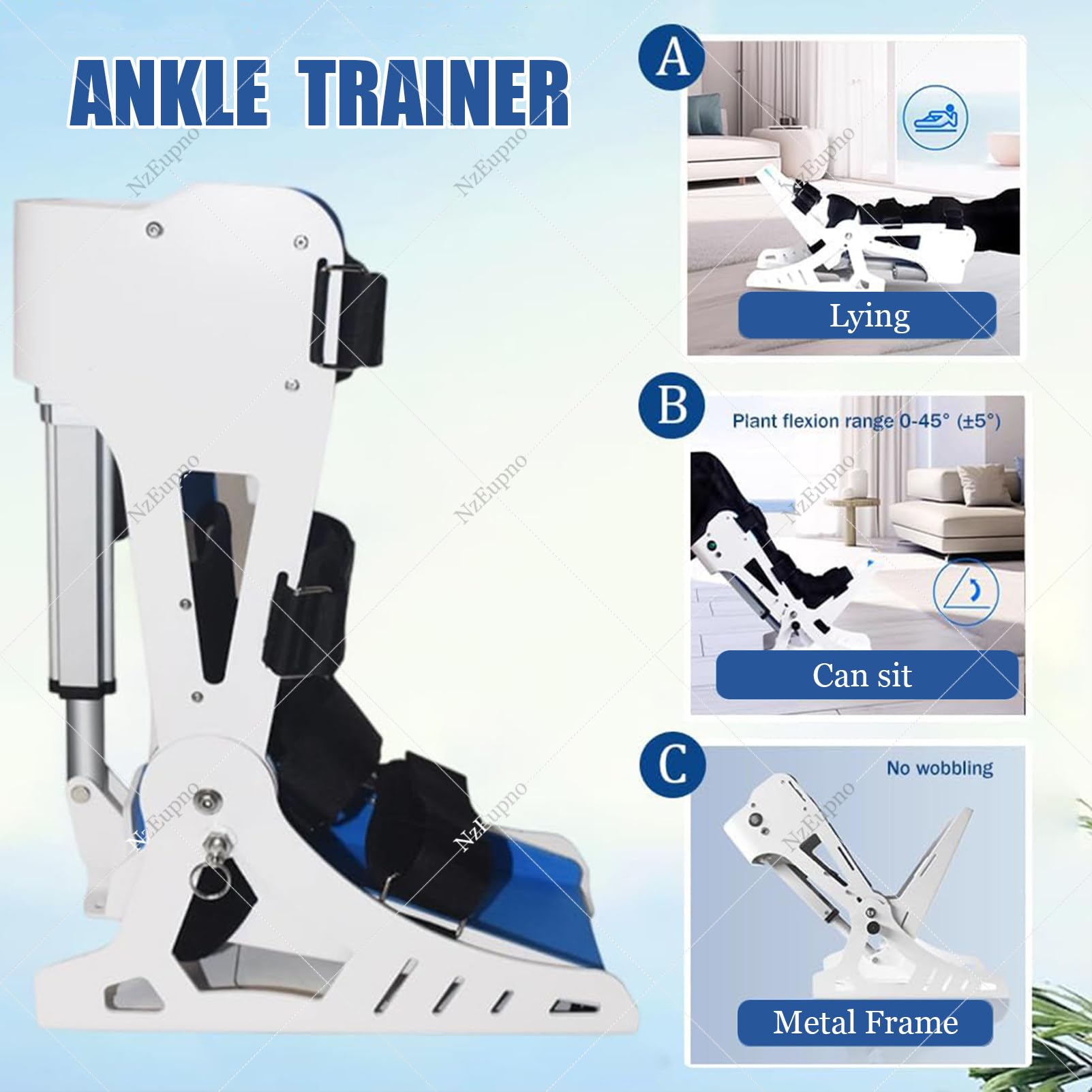 Entrenador EléCtrico De Tobillo, Equipo De RehabilitacióN para Pie CaíDo, con Control Remoto InaláMbrico, para RecuperacióN De Fuerza Y ​​Flexibilidad, MáQuina De RehabilitacióN Posoperatoria