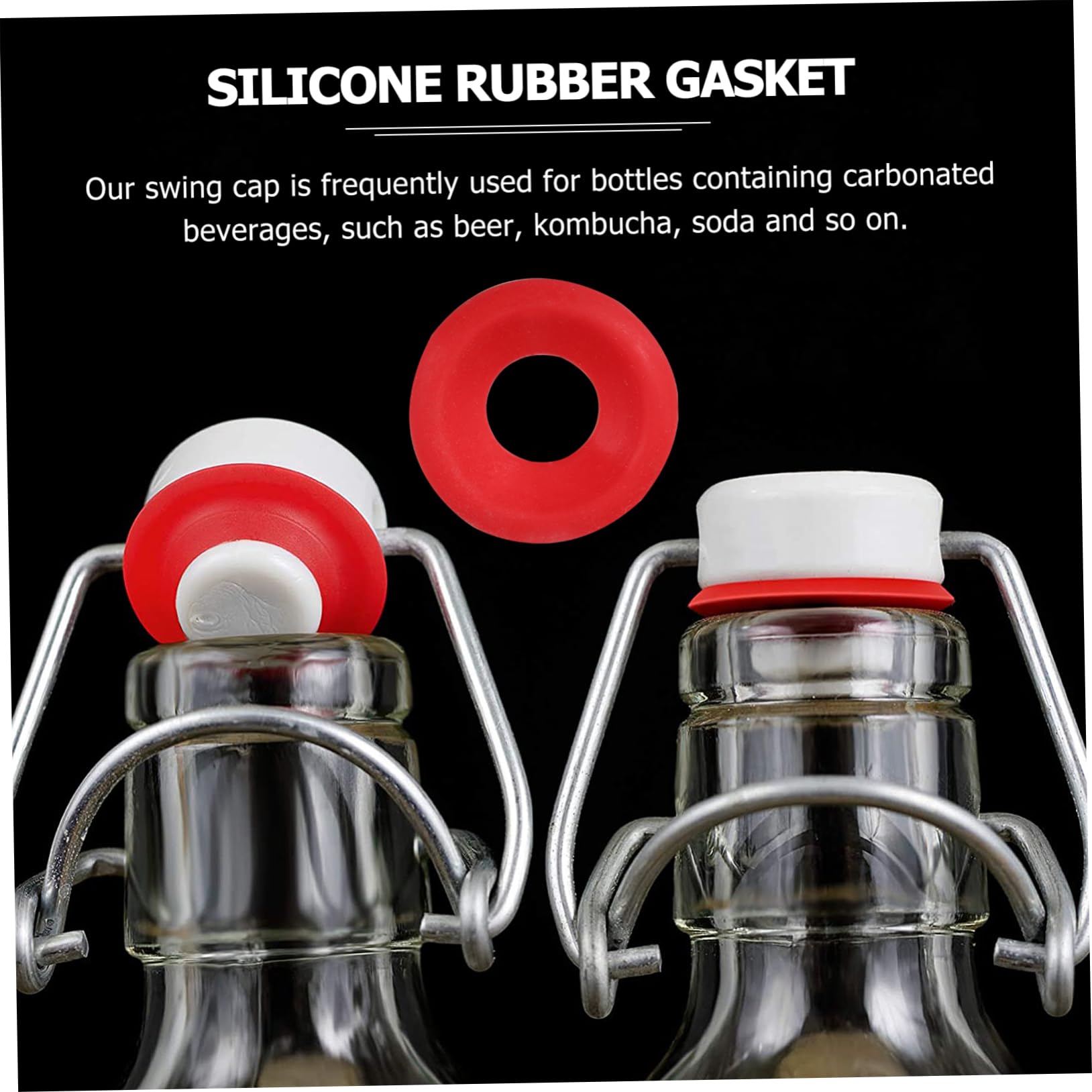 SOLUSTRE 24Pcs Leak Gasket Replacement Seals for Swing Top Bottles Seal Gaskets for Home Brewing Kefir and Beer Easy Installation and Cleaning