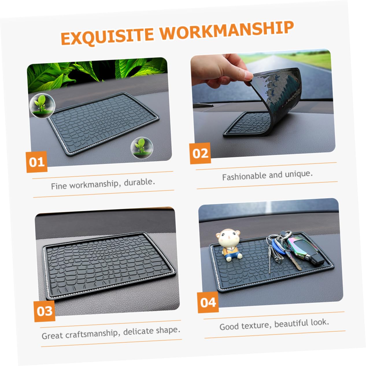 VINTORKY Dashboard Mat Non Slip Pad for Car Accessories Multifunctional Fixate Pad Resistant Oil Resistant for Phone Keys Coins Durable Flexible Design