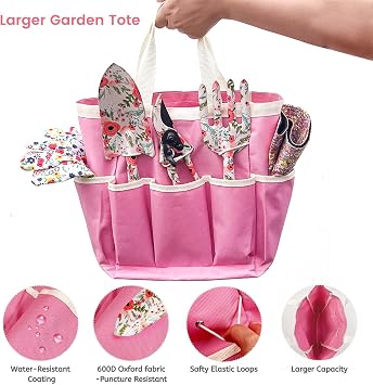 Snail Garden ガーデンツール リバーシブルフィッシャーマンサンハット&収納バッグ付き ガーデニングハンドツール、耐久性のある防錆ガーデニング用品、女性用ガーデンキット