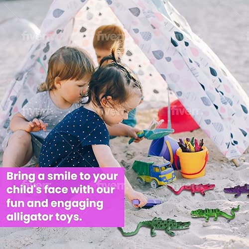 Vista 15 de SENSORY4U Juguetes de cocodrilo, 16 figuras de acción de cocodrilo de 6 pulgadas, juguete de cazador de cocodrilos, figuras de animales para Surtido