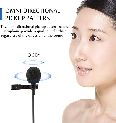 Miniatura 4 de Micrófono pequeño, micrófono de solapa con cable de 59 pulgadas, paquete de 3 unidades de 0.138 in, condensador de micrófono omnidireccional