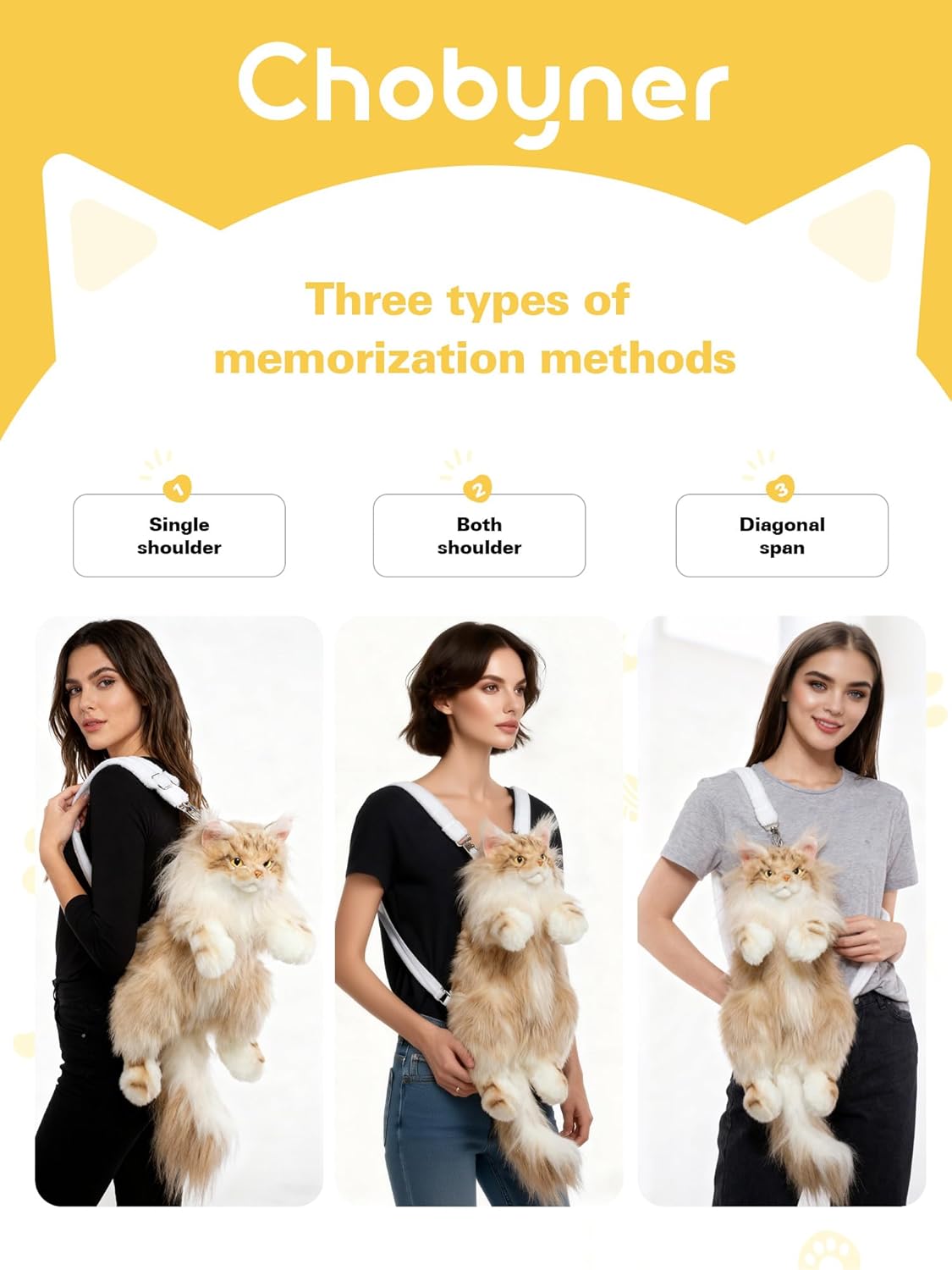 Realistic MaineCoon Cat Shaped Backpack Carry Over Shoulder, on One Shoulder or Crossbody with Adjustable Straps (Light Gold) - Image 6