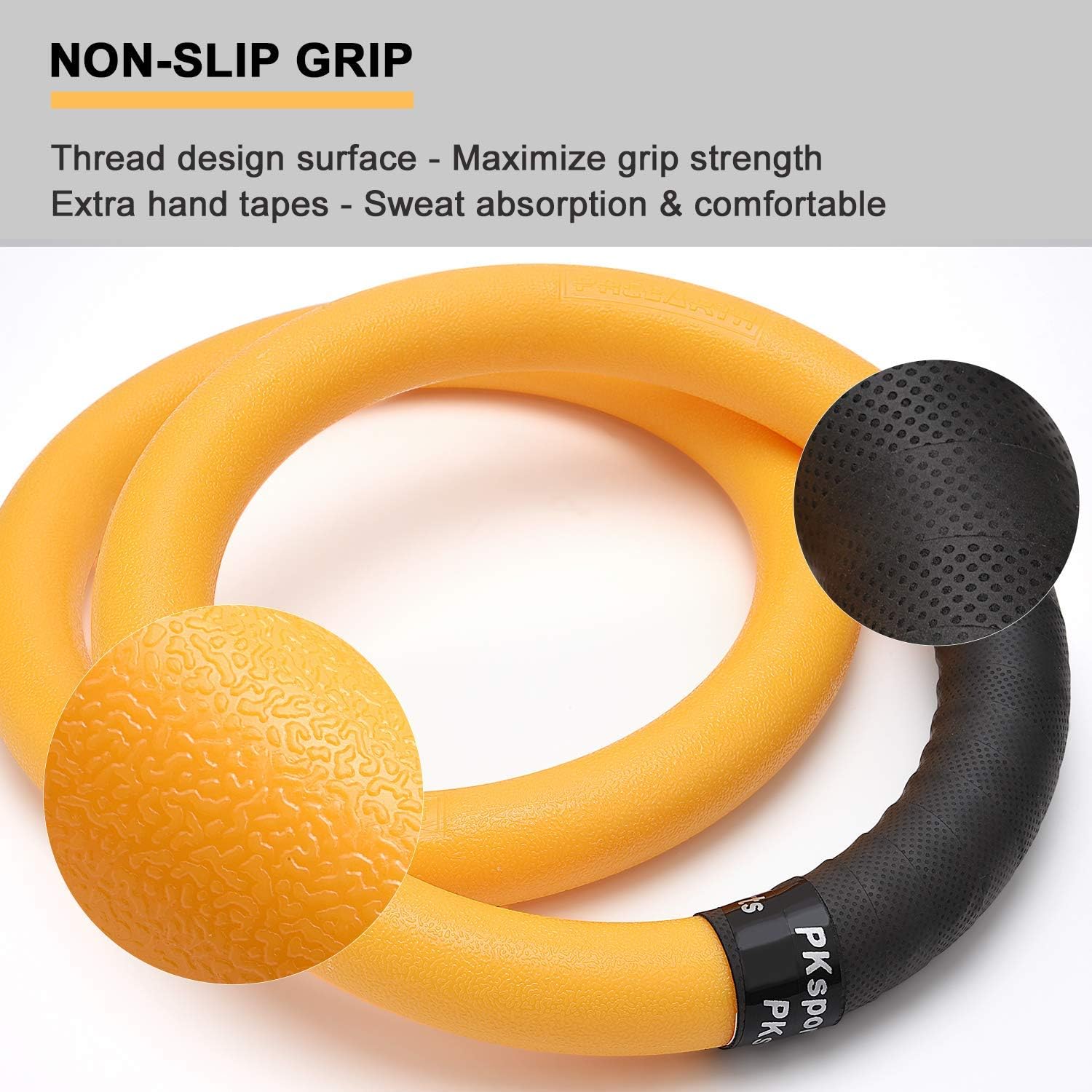 PACEARTH Gymnastic Rings 1100lbs Capacity with 14.76ft Adjustable Buckle Straps (Black+Yellow) : Sports & Outdoors