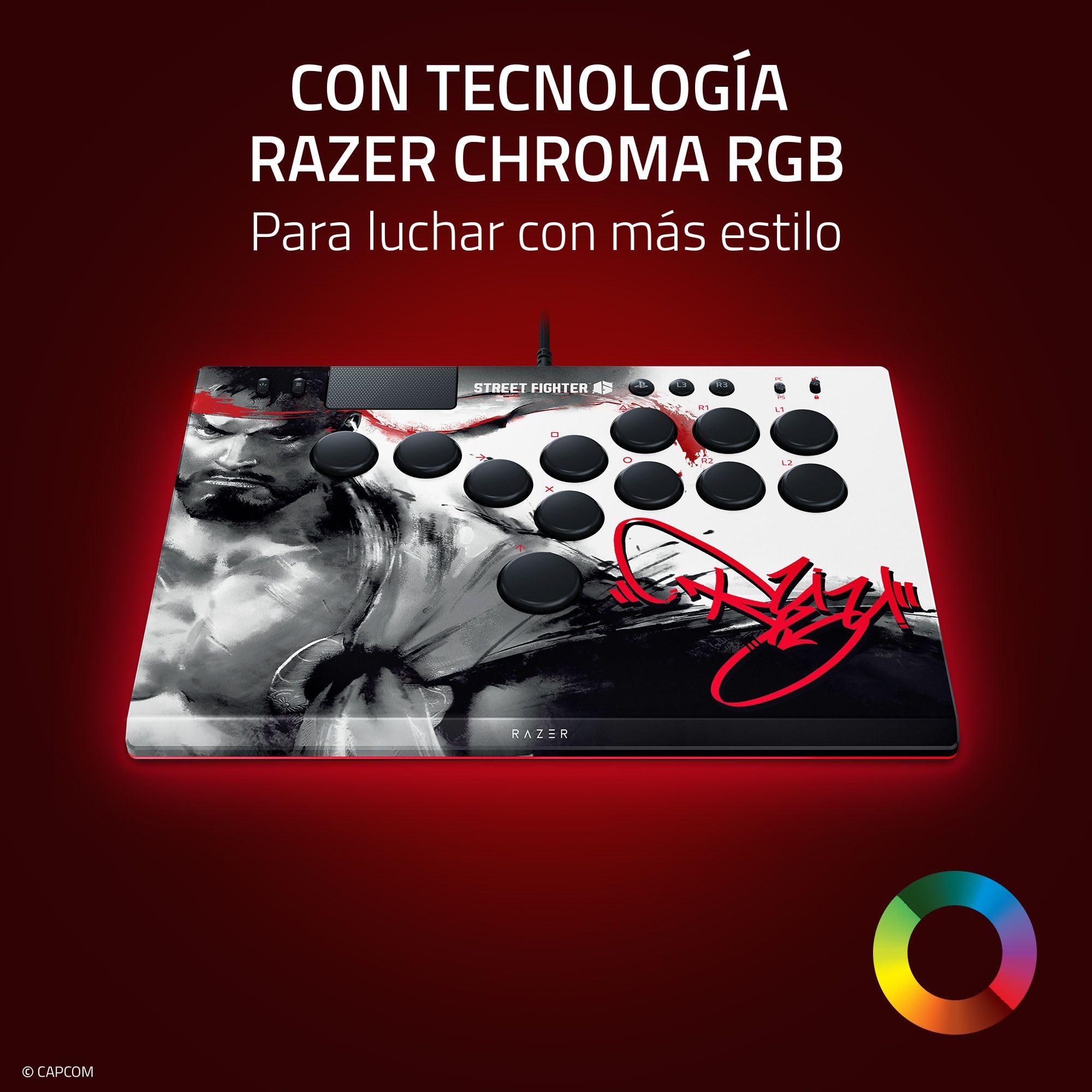 Razer Kitsune Ryu Edition - Mando óptico de estilo arcade para PS5 y PC - Disposición con 4 botones direccionales de precisión - Interruptores ópticos lineales planos | Ryu Ed.
