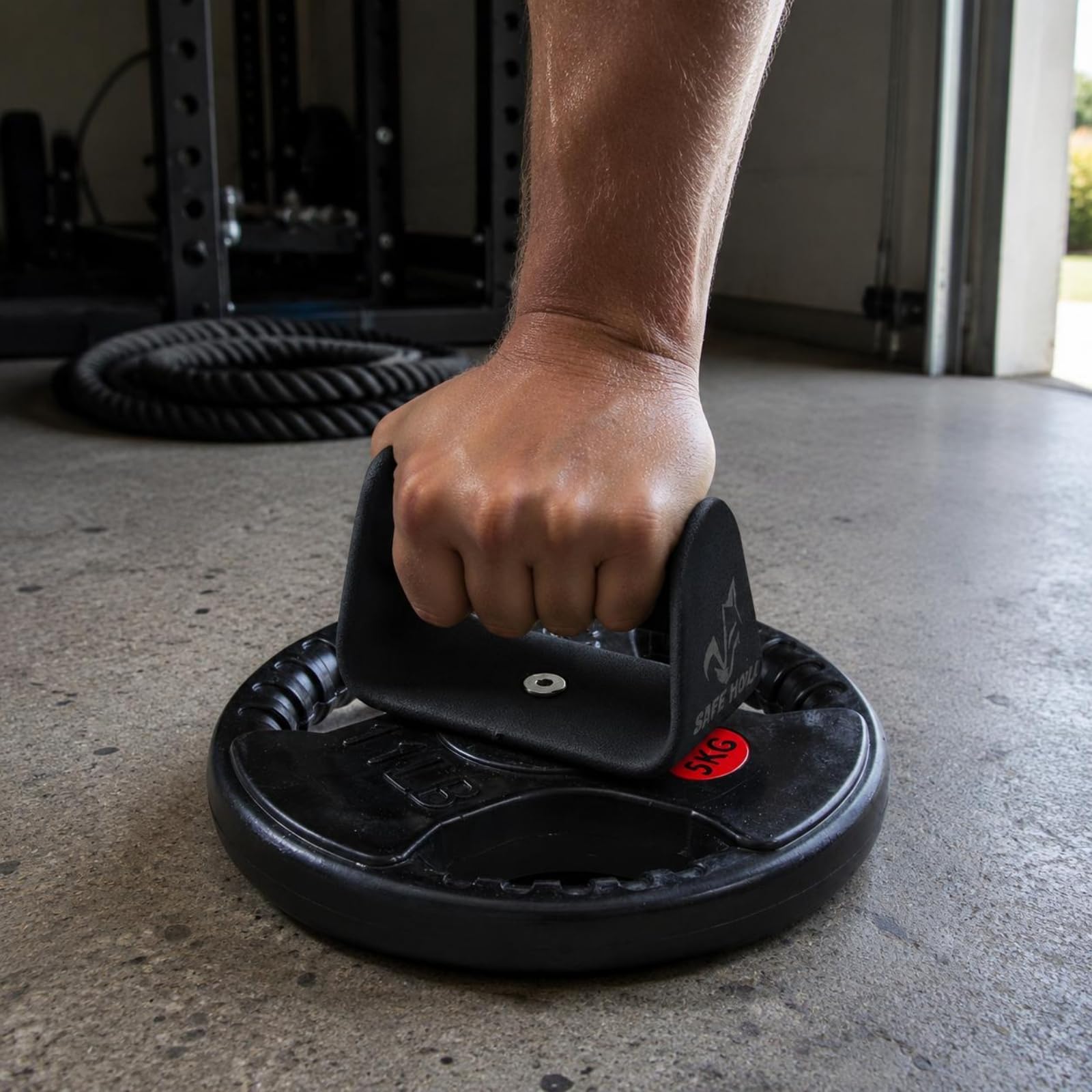 MERIGLARE Poignée Musculation pour Appareil Résistance avec Base Circulaire et Cadre Rectangulaire Vertical pour Exercices Tirage et Préhension avec Surface
