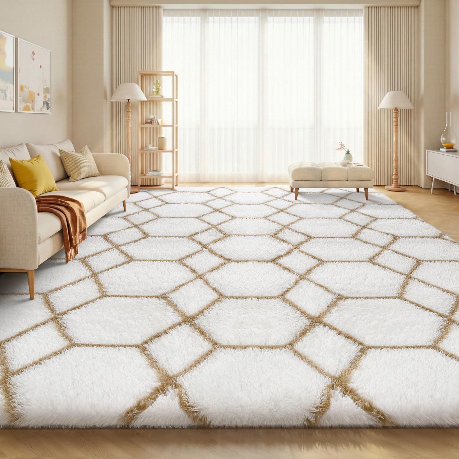 Sour Lemon Rugs Living Room 240x340cm, Grey Area Rugs for Bedroom, Washable Anti Slip Large Shaggy Soft Rug Fluffy Modern Carpets Mat Beside Area Rug for Living Room Kids Room