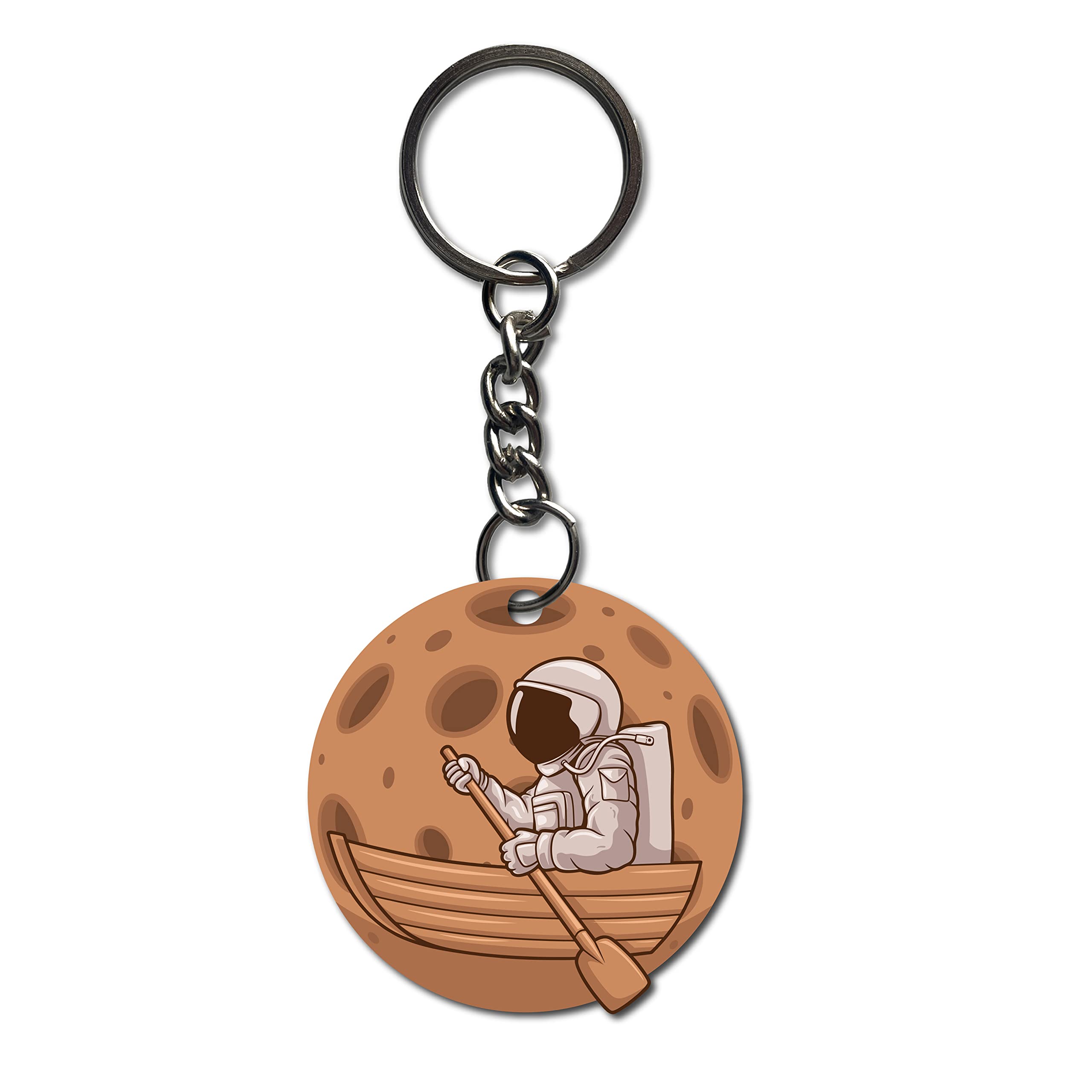 Astronaut Theme Keychain for Boys Kids Bike/Car/Men/Women/Bag Key Tag Keyrings Multicolored (2.5 x 2.5 Inch)-image-2