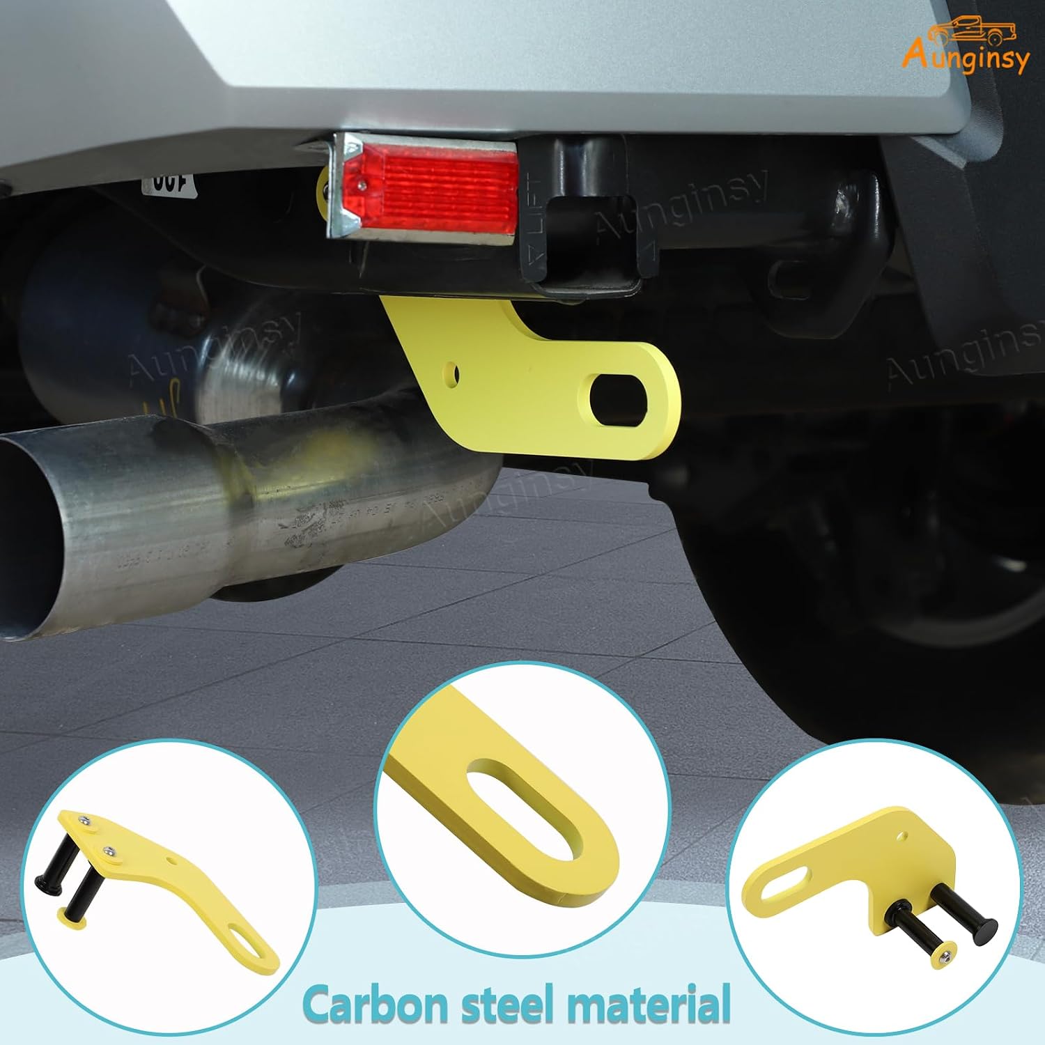Aunginsy 1PCS Rear Tow Hitch Receiver Hook Compatible with Toyota Tacoma 2024 2025 2026, Car Rear Bumper Trailer Ring Towing Tow Hook Recovery Point Screw Trailer Hitch Exterior Accessories, Yellow