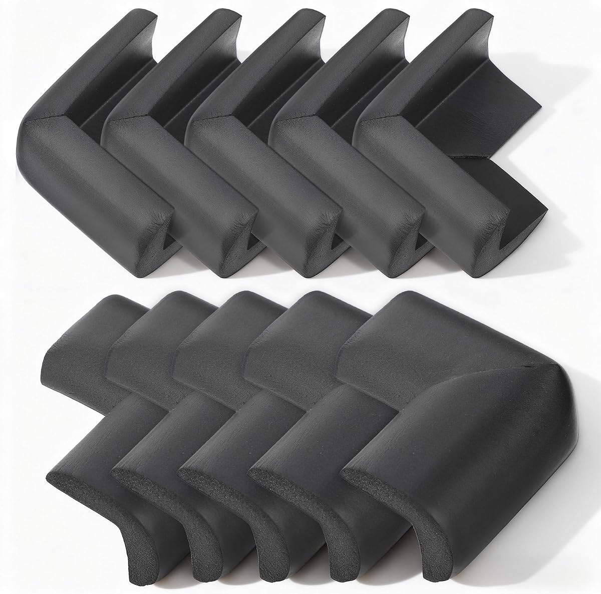 Qianyu 10 Pack Soft Sponge Table Corners Baby Proofing Edge and Corner Guards Adhesive Safety Foam Desk Furniture Corner Protectors Cover Bumpers for Kids Bed Table Cabinet Fireplace Stair