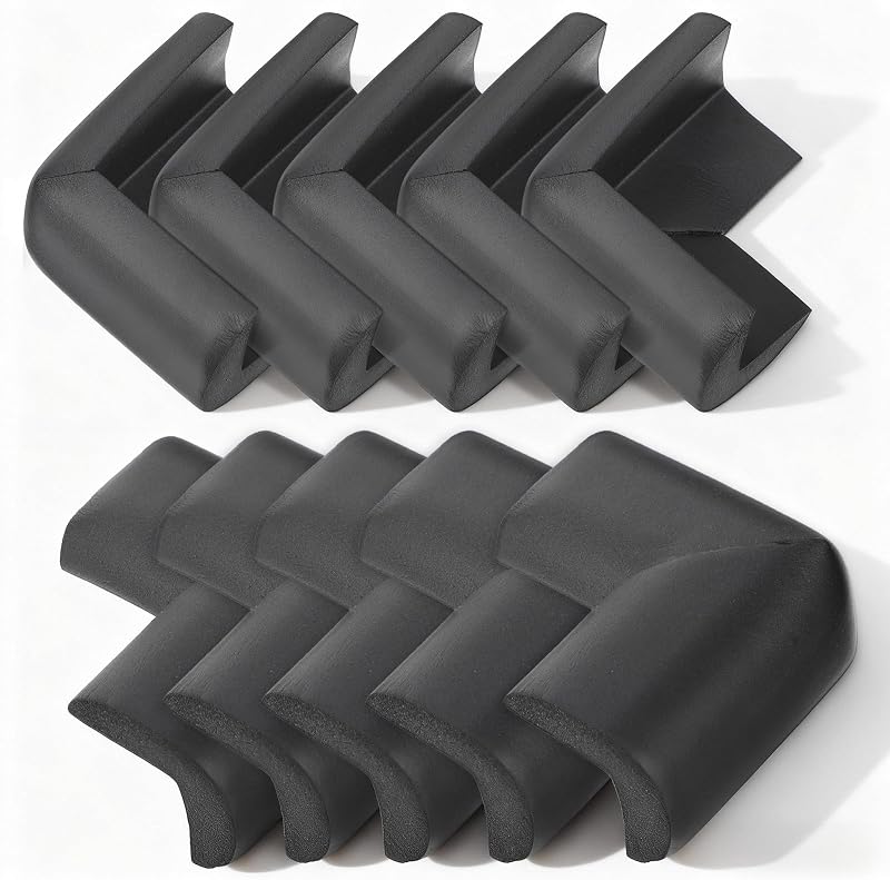 Qianyu 10 Pack Soft Sponge Table Corners Baby Proofing Edge and Corner Guards Adhesive Safety Foam Desk Furniture Corner Protectors Cover Bumpers for Kids Bed Table Cabinet Fireplace Stair
