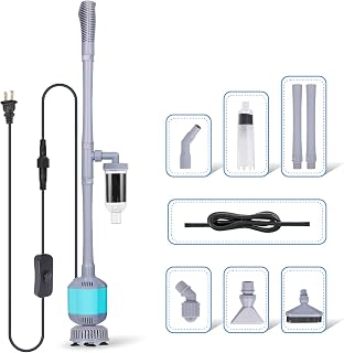 Hygger 360GPH 5-in-1 Electric Aquarium Gravel Cleaner - Auto Fish Tank Vacuum, Water Changer, Sand Washer, Filter & Siphon, Adjustable 40.5" Handle