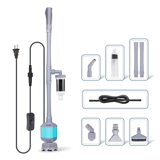 hygger 360GPH Electric Aquarium Gravel Cleaner, 5 in 1 Automatic Fish Tank Cleaning Tool Set Vacuum Water Changer Sand Washer Filter Siphon Adjustable Length 15W