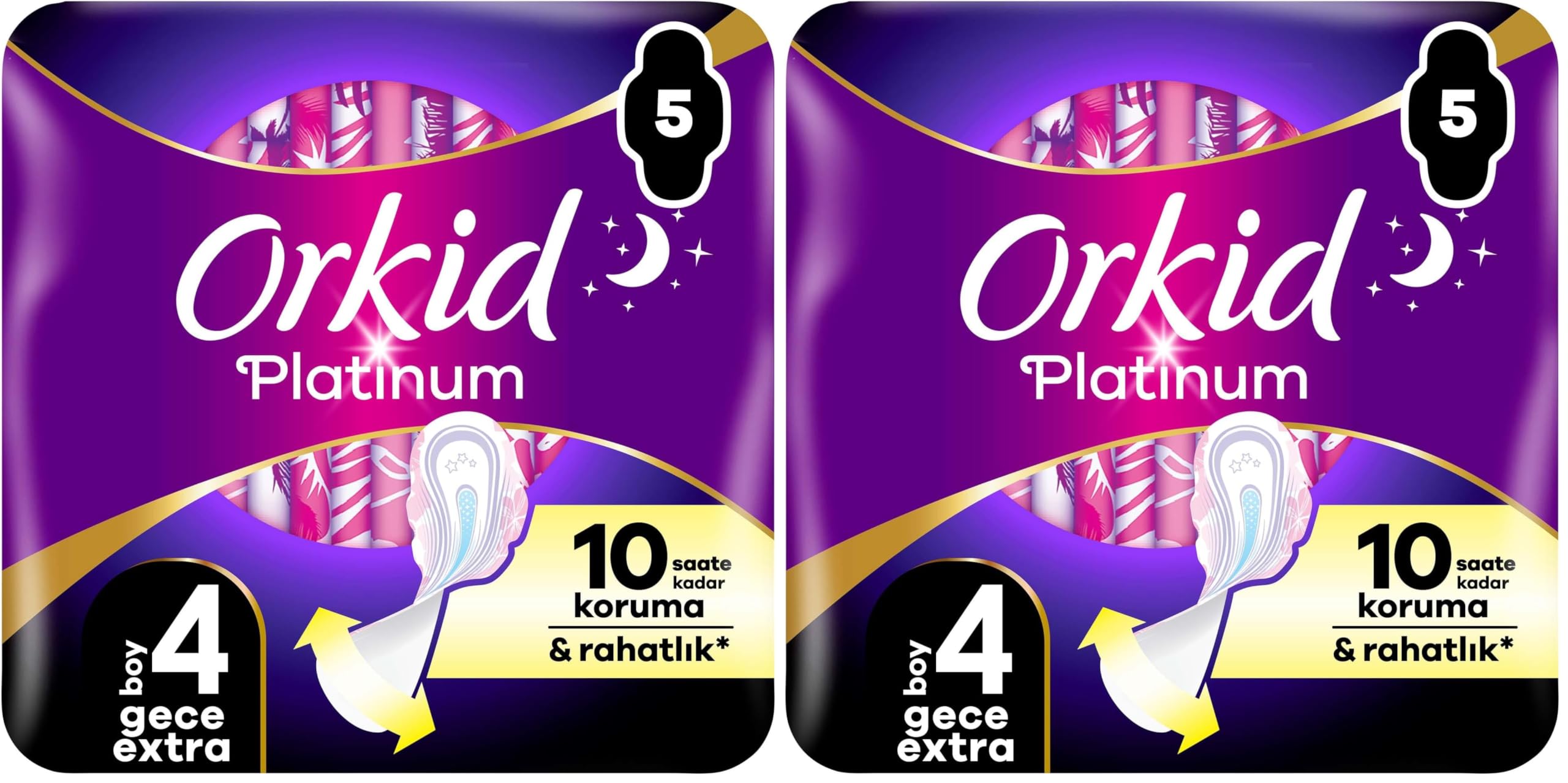 Orkid Platinum Gece Ekstra (Boy 4) 5 Adet Hijyenik Ped 2li paket