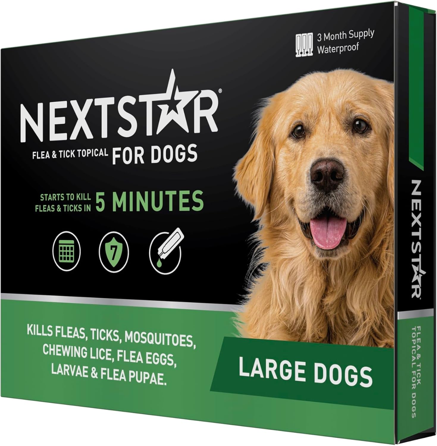 NEXTSTAR Flea And Tick Prevention For Dogs, Repellent, Treatment, and Control, Fast Acting Waterproof Topical Drops for Small, Medium and Large Dog and Puppies, 3 Monthly Doses
