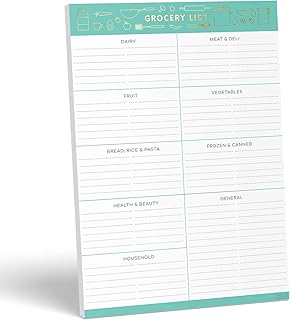 Sweetzer & Orange Grocery List Planner - Cute, Lined Tear-Away Notepad for Food, Meal & Shopping - With Double Magnet Backing for Home Fridge Mounting - 52 Premium Sheets - 7" x 10"