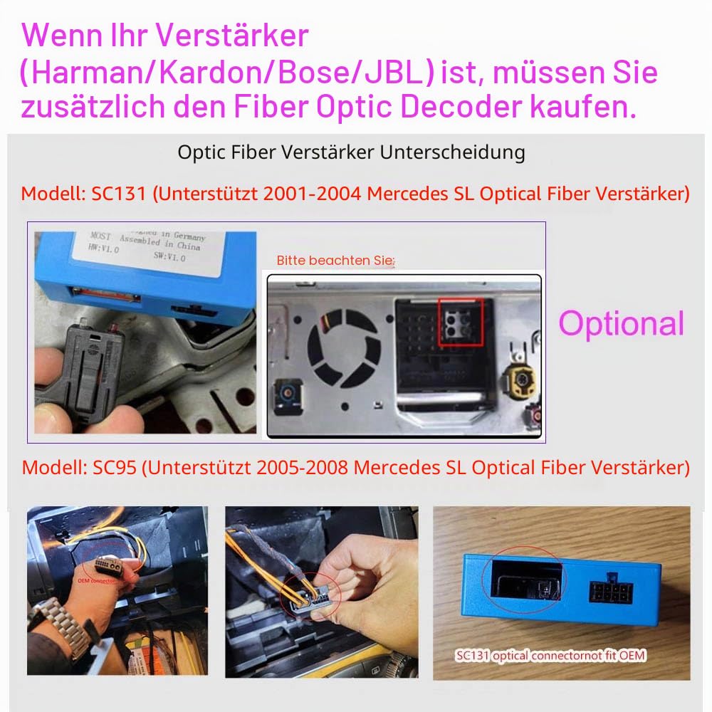 7" Android Auto GPS Radio Navigator Carplay Replacement for Mercedes-Benz SL R129 R230 SL55AMG SL63AMG SL65AMG SL280 SL300 SL350 SL500 SL600 2001/09-2012/12+Rückfahrkamera