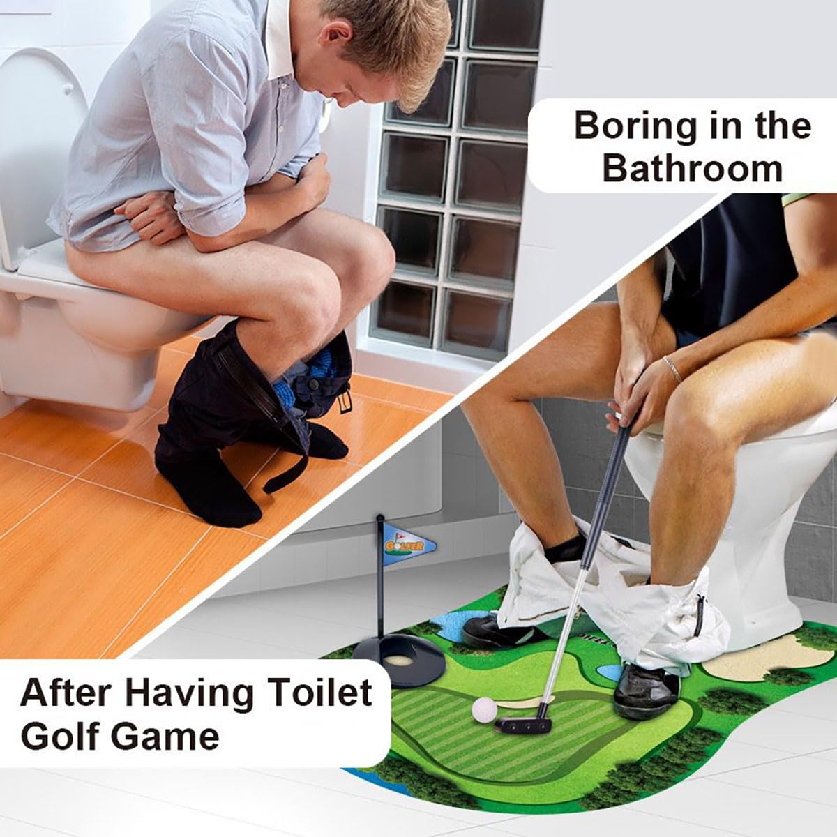 Ensemble de jeu de golf de toilette pour homme, pratique du mini golf dans toutes les toilettes, salle de bain, fête des pères, éléphant blanc, cadeaux de Noël, Saint-Valentin