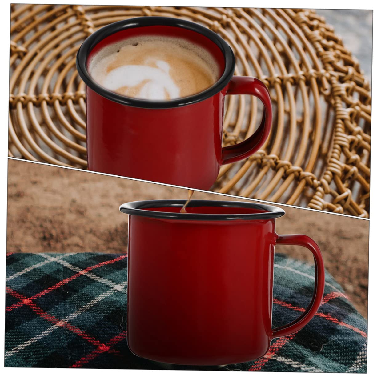 TOPBATHY 6 Piezas Taza de esmalte vaso de cafe vaso de esmalte taza de café Tazas de cafe tazas de café con tapas almacenamiento de jugo tazas vajilla de antiguo Chino