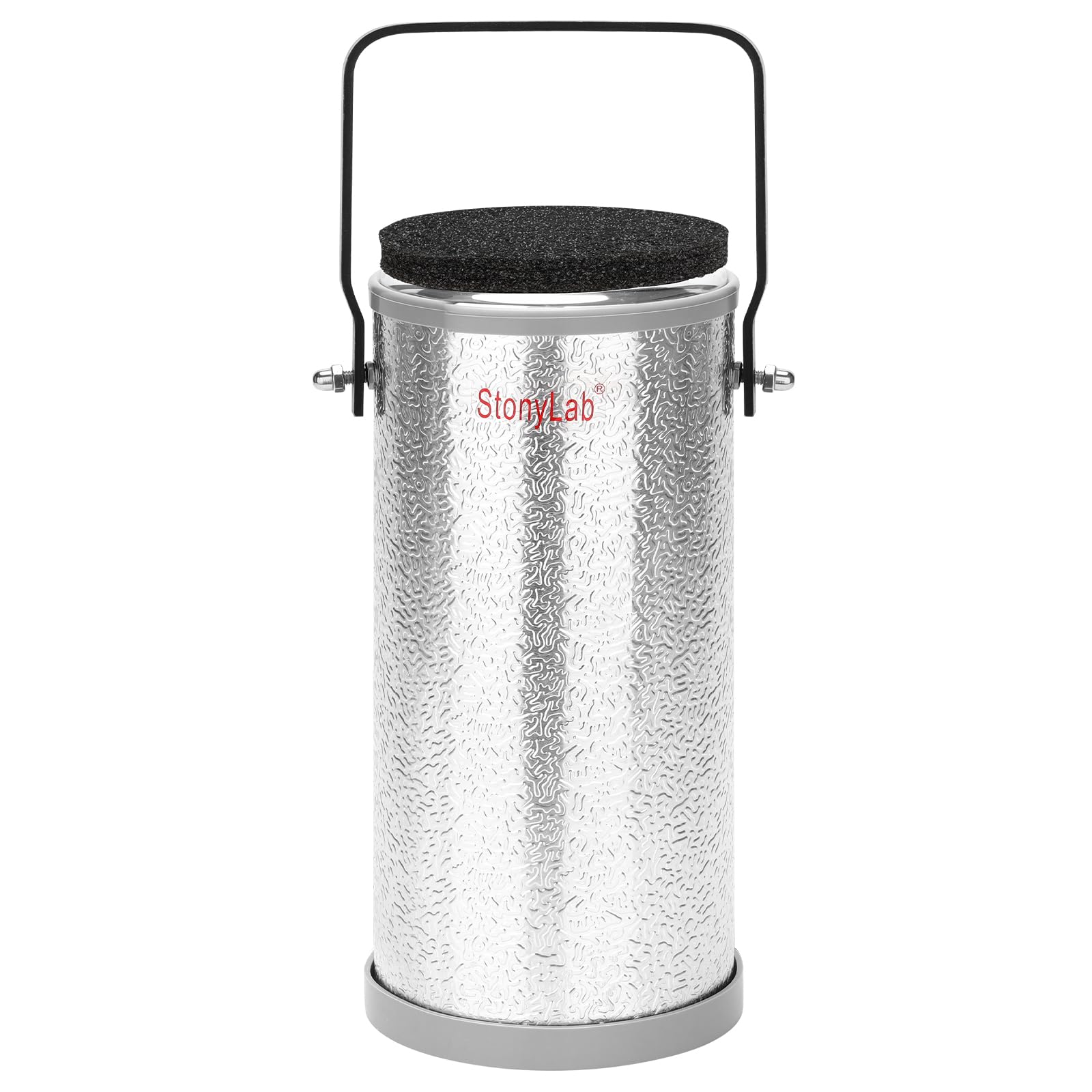 stonylab Dewar con Manico e Coperchio, Dewar Cilindrico in Vetro Borosilicato con Base in Alluminio, Profondità Interna 190 mm, Diametro Interno 120 mm, 1900 ml, per Uso in Laboratorio