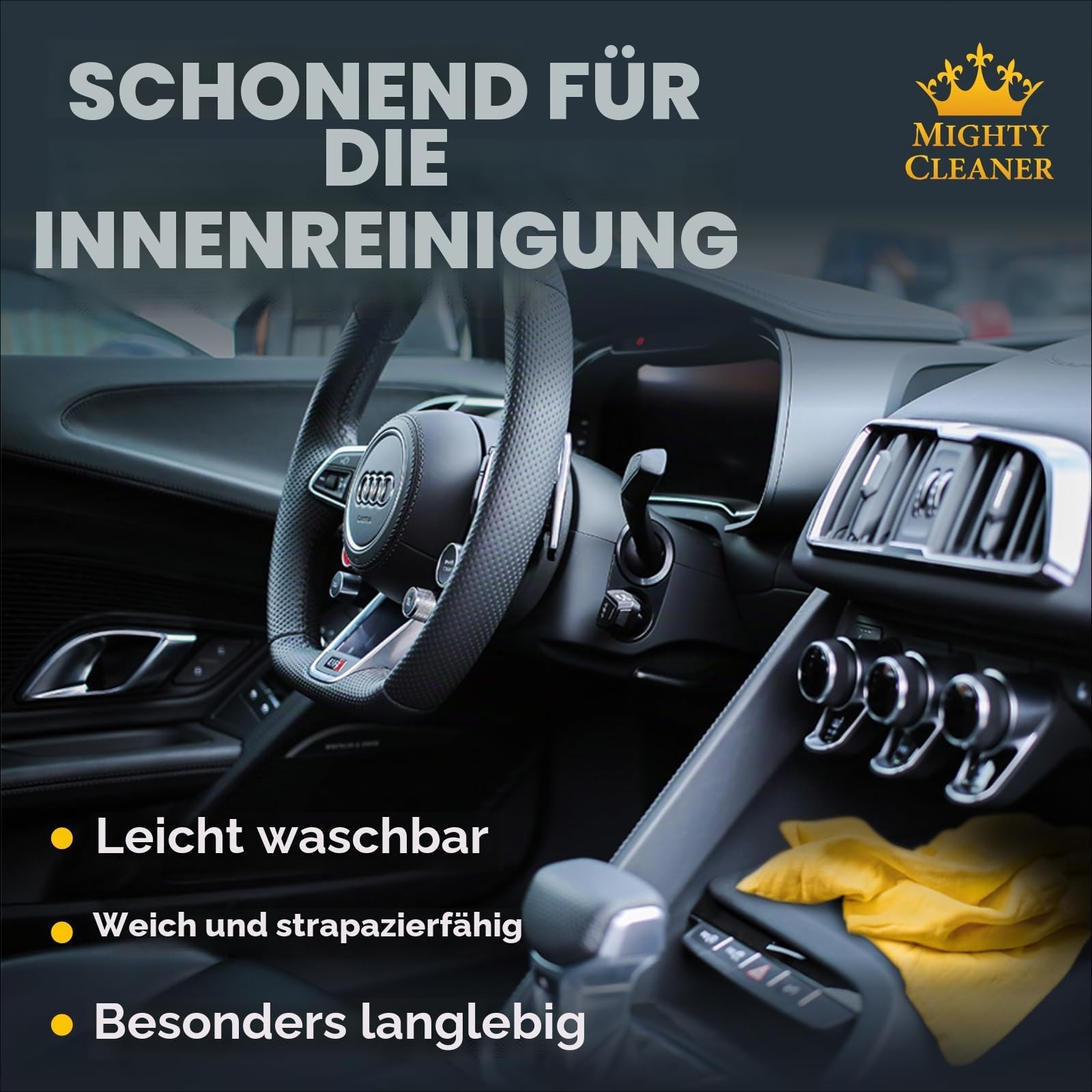 Mighty Cleaner Premium Fensterleder zum Trocknen von Autos, 66 x 43,2 cm, super saugfähiges, wiederverwendbares Shammy-Handtuch für das Auto + Aufbewahrungsröhre, kratzfreies Auto-Handtuch