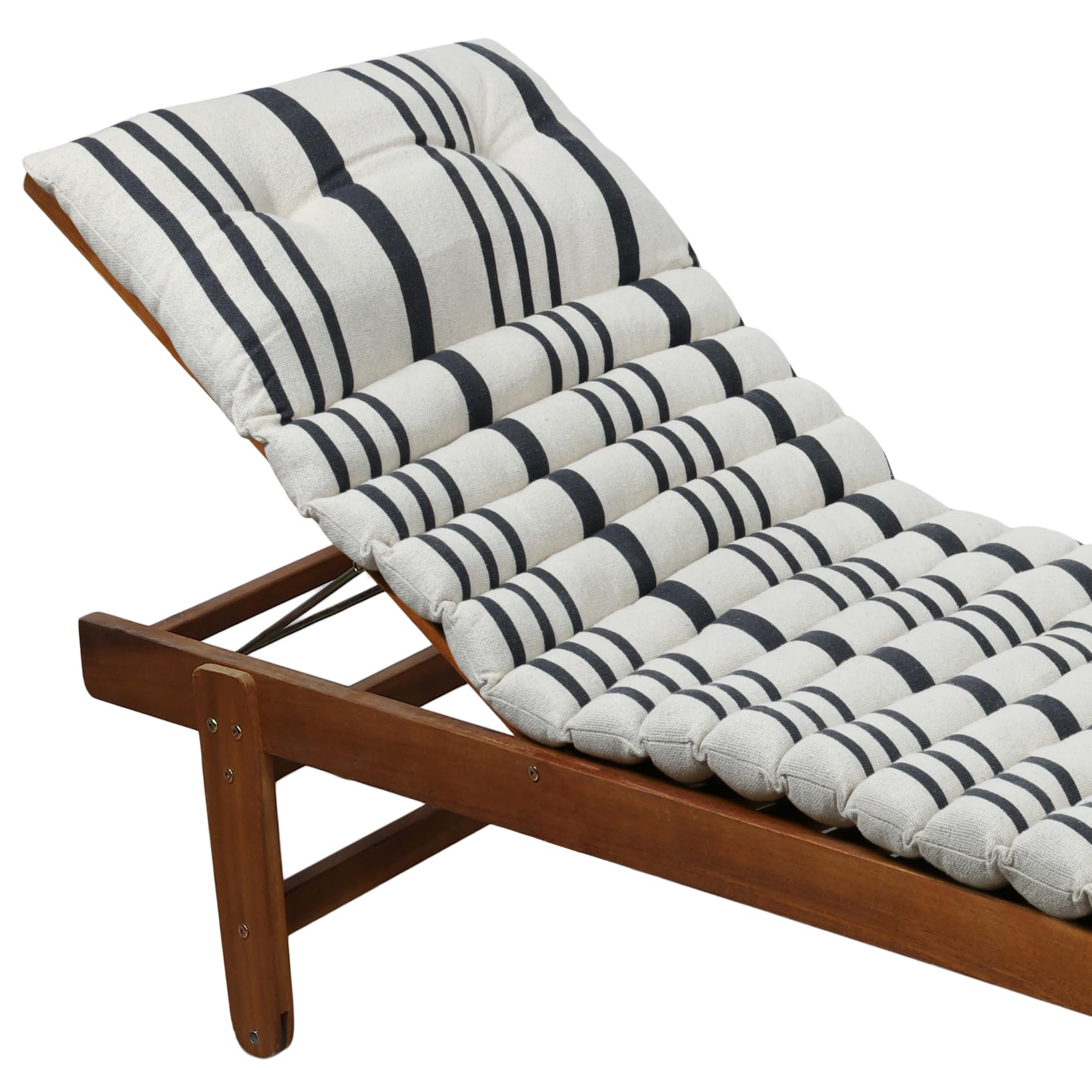 Lovely Casa - Matelas Bain de Soleil extérieur à Rayures Coton Gris foncé 180x60 cm