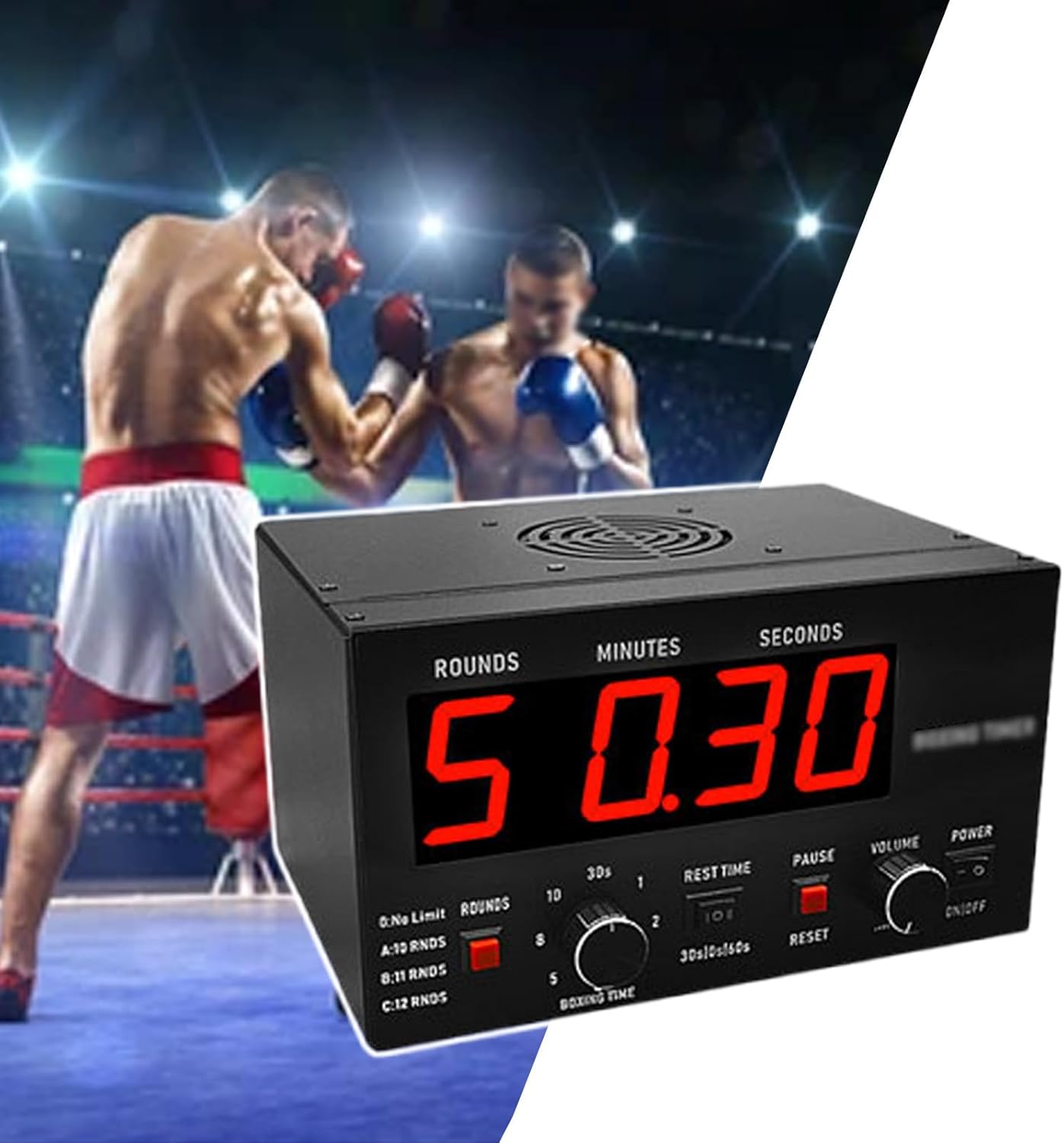 Professional Gymnastics Timer,with Led Display,Adjustable Time, Frequency and Sound, for Muay Thai/MMA/Kickboxing,Blue