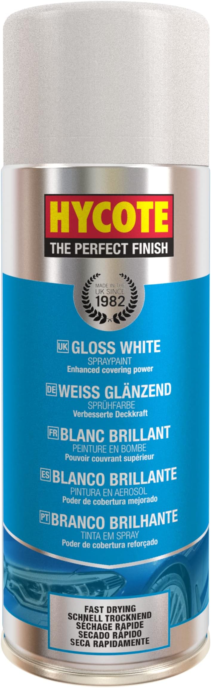 Hycote Fast Drying Aerosol Car Spray Paint, Gloss White, 400 ml