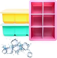 Vista 15 de Bandejas de silicona para cubitos de hielo, paquete de 3, moldes de silicona para cubitos de hielo de gran tamaño con tapa extraíble a prueba