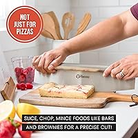 Vista 4 de Chef Pomodoro Cuchillo basculante para pizza con cubierta protectora, multiuso de 14 pulgadas con hoja de acero inoxidable súper afilada, cubierta