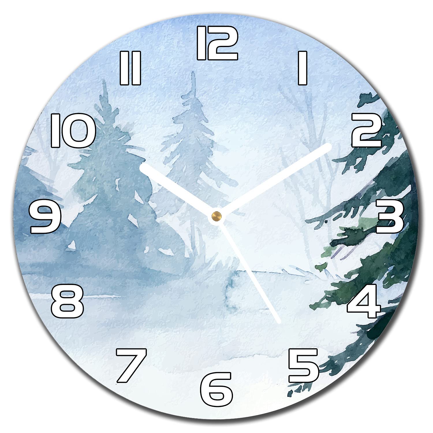 Horloge en verre salon moderne et cuisine murale aiguilles blanches 30cm