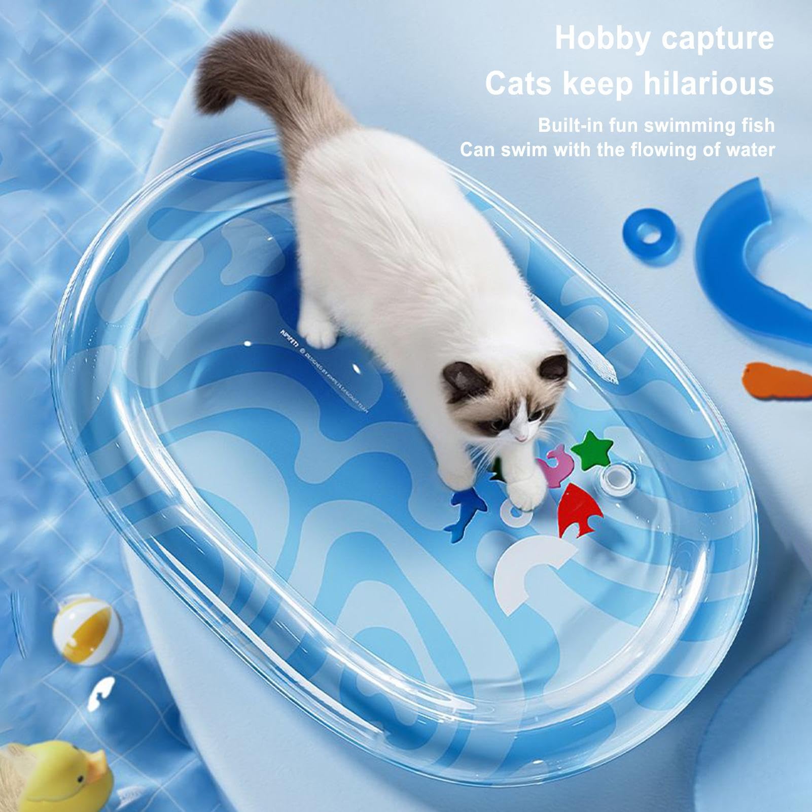 Generico Tappetino Acquatico per Gatti con Cuscino | Tappeto Gioco Acqua per Cani,Materassino Impermeabile Antimacchia per Cuccioli e Animali di Taglia Piccola e Media