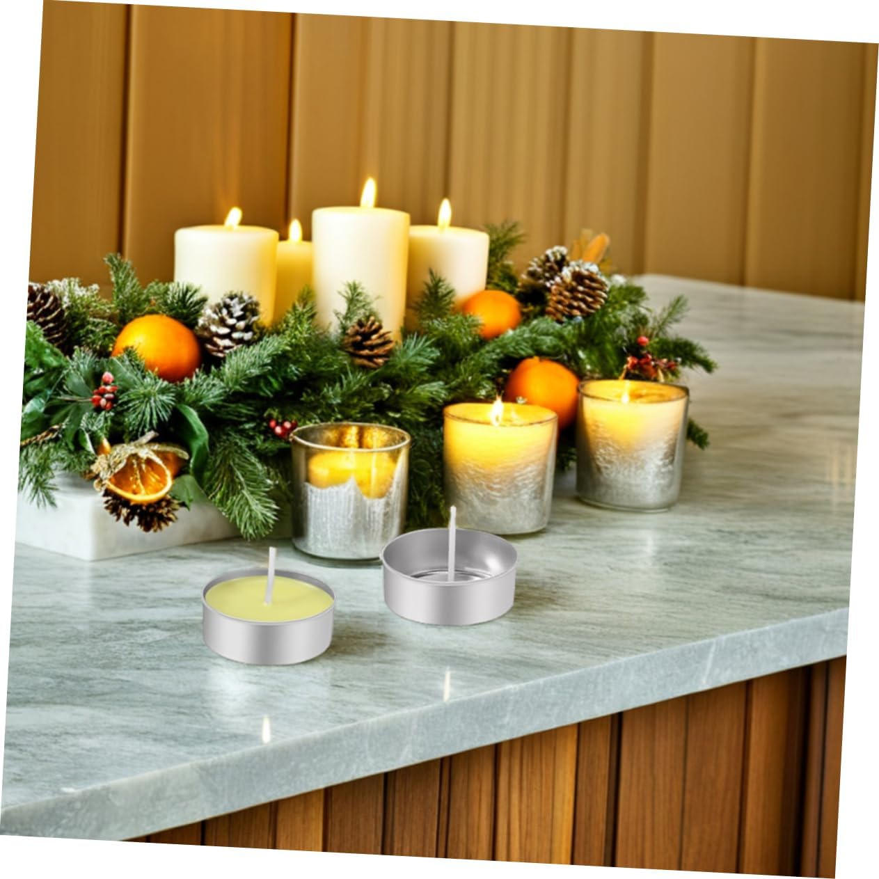 Gadpiparty Xmas Tea Light Candle Kit with Aluminum Cups and Cotton Wicks