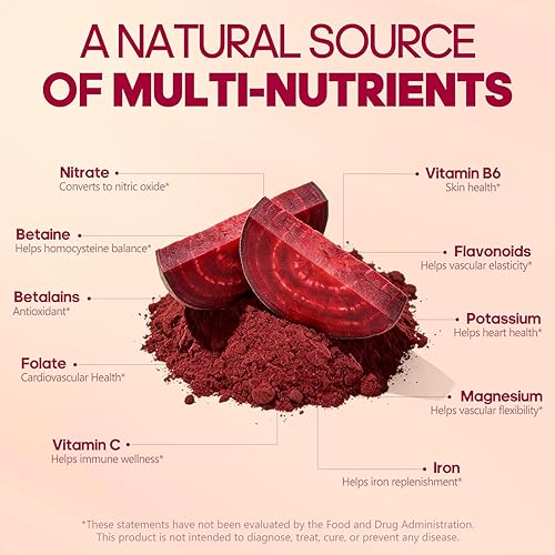 Miniatura 4 de Rasav Cápsulas de raíz de remolacha 1300 mg de polvo de raíz de remolacha ayuda a apoyar la producción de óxido nítrico, flujo sanguíneo,
