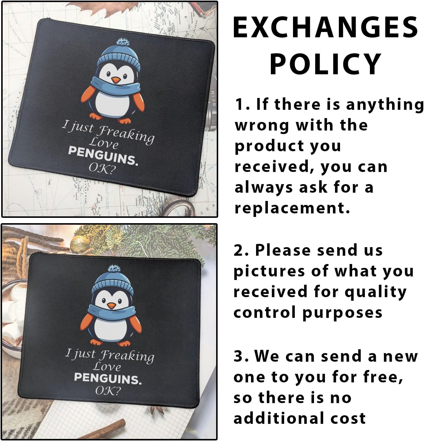 Funny Cute Penguin Mousepad - Office Gaming Accessories Working Mousepads 9.5 inch - Gift Idea for Penguin Lovers, Women, Men - Animal Lovers Gifts for Best Friends - Image 6