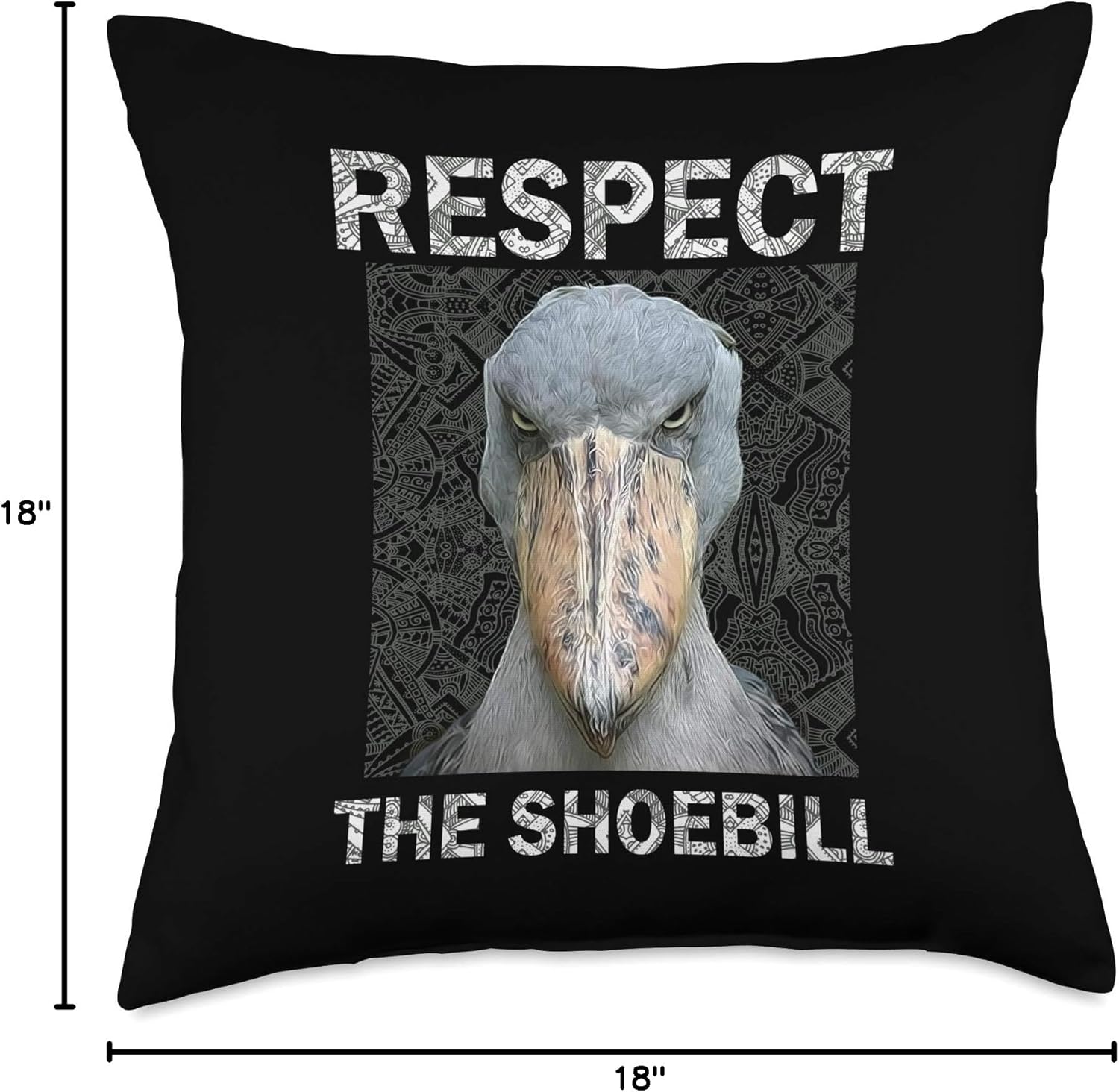 Respect The Shoebill African Bird Aztec Mayan Bird Lover Throw Pillow