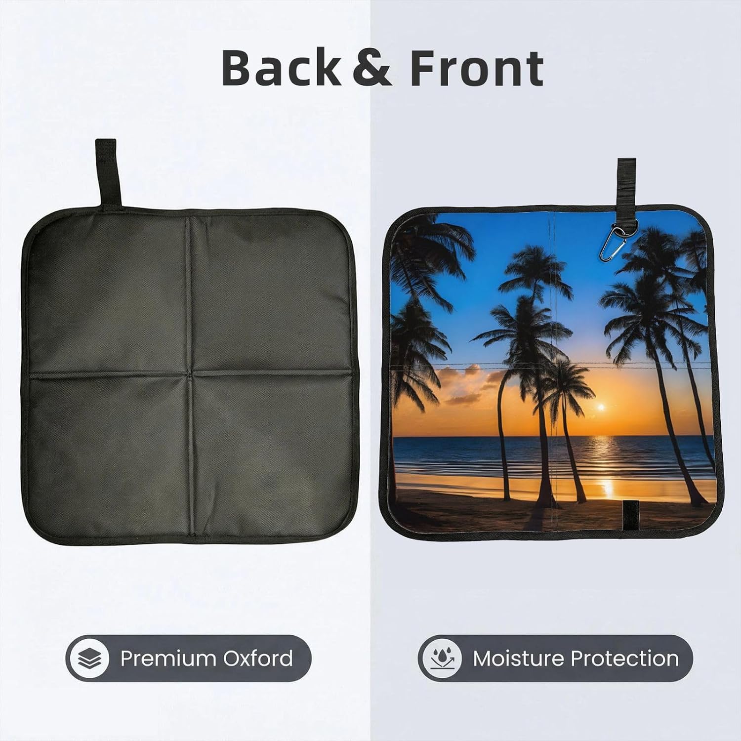 (Hawaii Beach) Sitting Pad Foldable Seat Cushion Lightweight Camping Seat Mat with Hook for Outdoor Hiking Picnic Camping