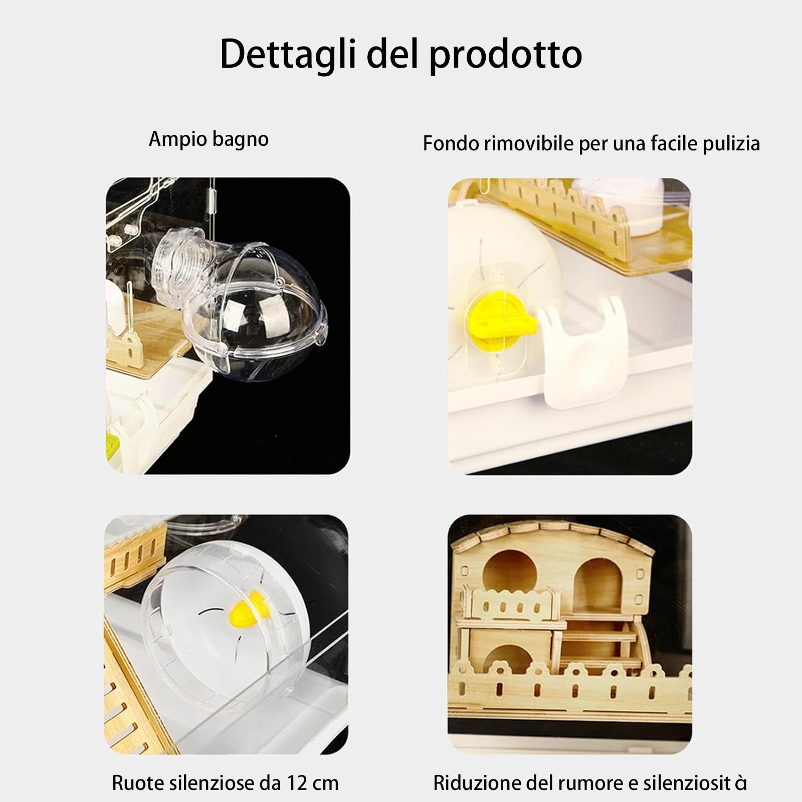 Generico Grande gabbia per criceti | Gabbia di osservazione trasparente per animali domestici, alloggio per gerbilli, traspirante, accessorio per la casa per gli amanti e le famiglie